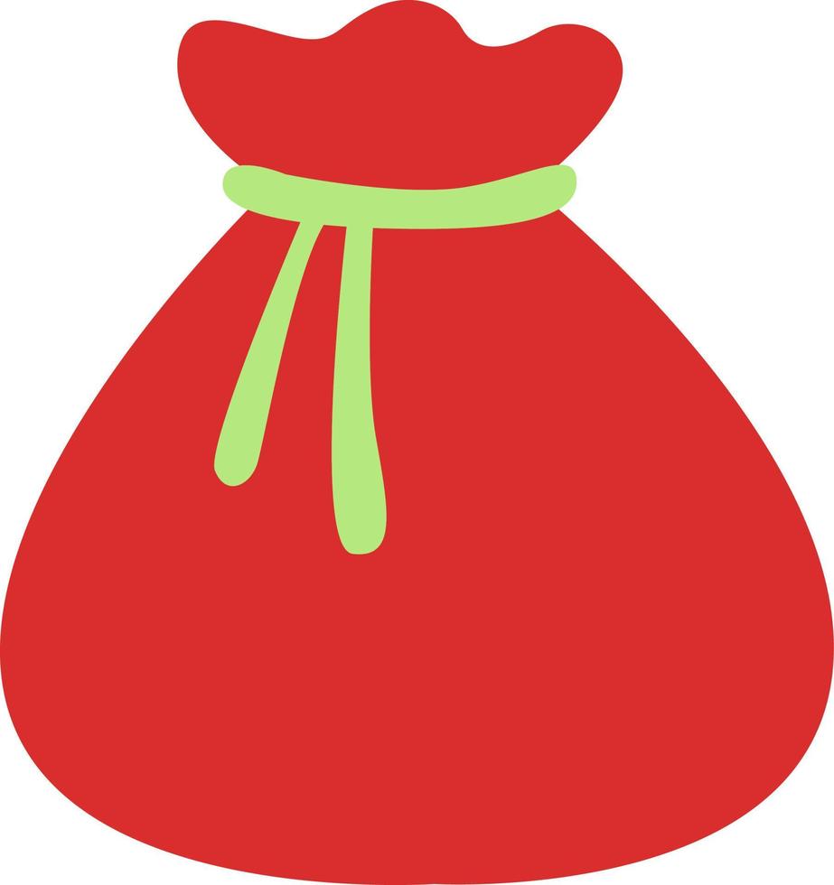 Christmas gift sack, icon, vector on white background.
