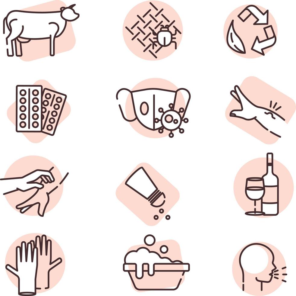 Allergy icon set, icon, vector on white background.