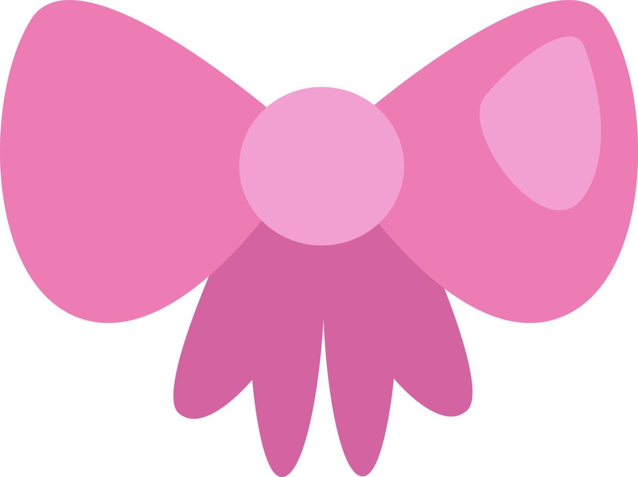 Childhood pink bow, icon, vector on white background.