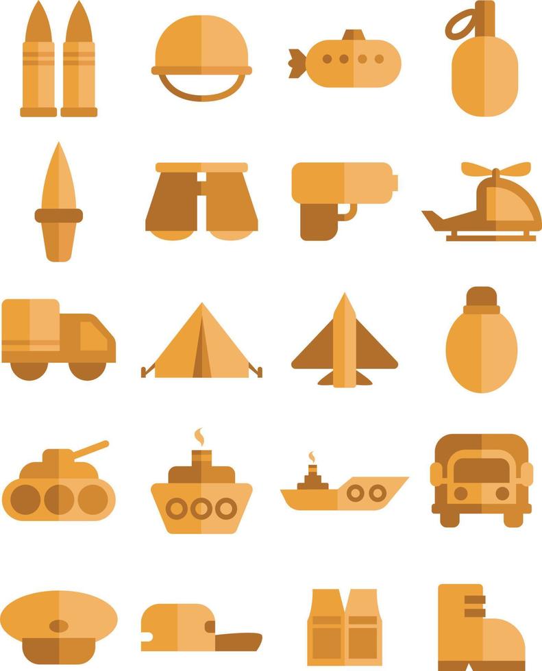 Army icon set, icon, vector on white background.