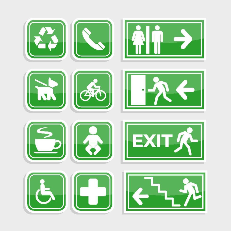 Green Signage Information Label Set vector