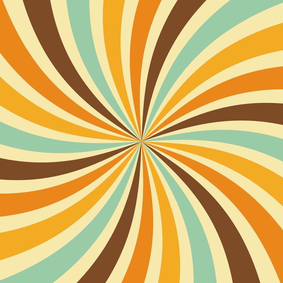 espiral abstracta, estallido estelar o fondo de estallido solar. colorido telón de fondo de rayas de estilo retro. Arte antiguo de los 70. plantilla gráfica para el concepto de diseño de banner o póster. ilustración de fondo de pantalla de vector libre.