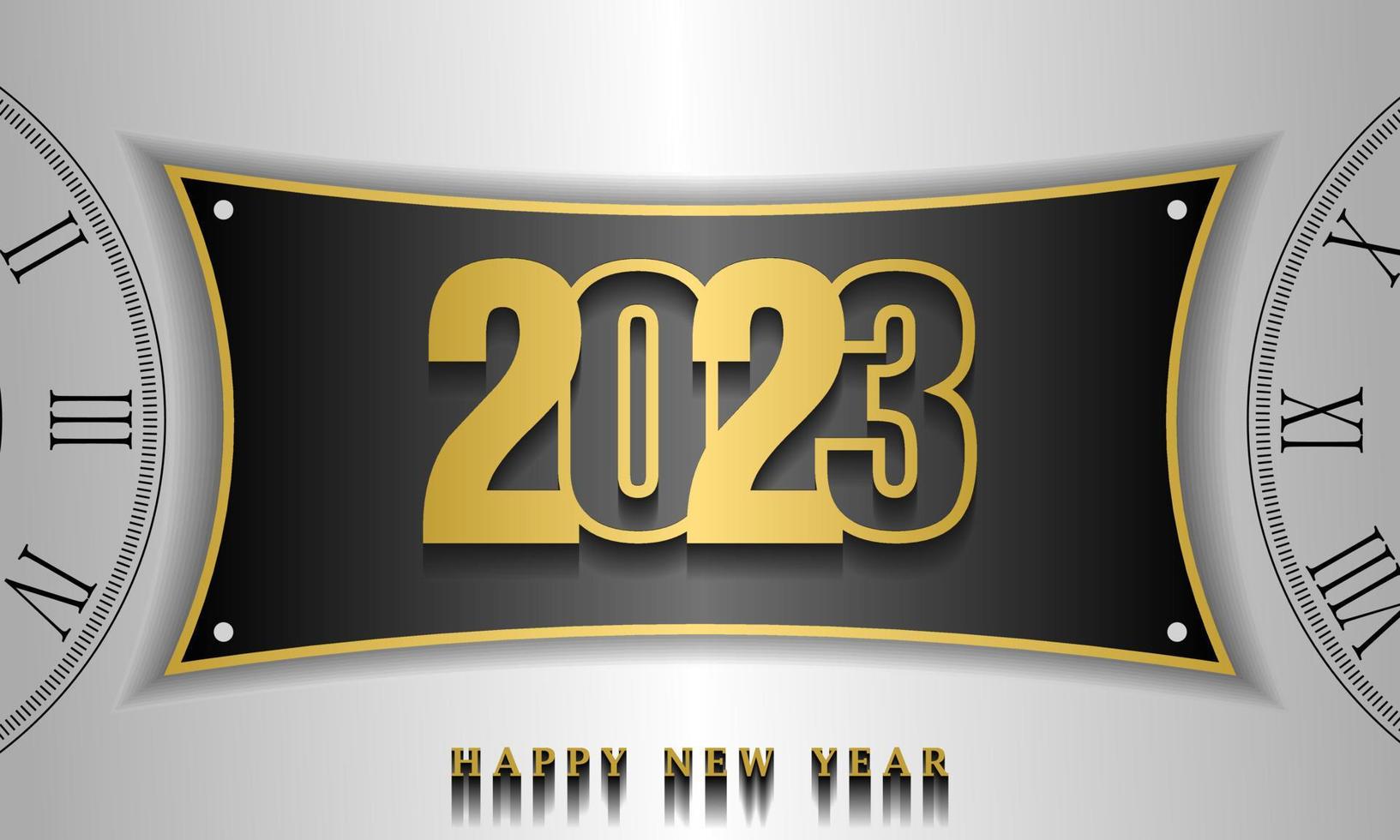 Happy New Year  Celebration 2023 with typography lettering. Vector illustration, text and number