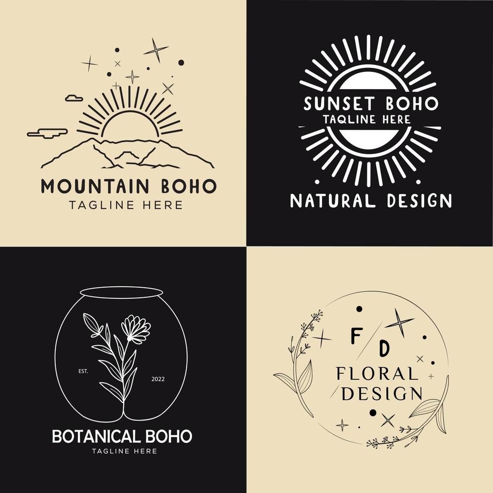 colección de logotipos boho dibujados a mano vector