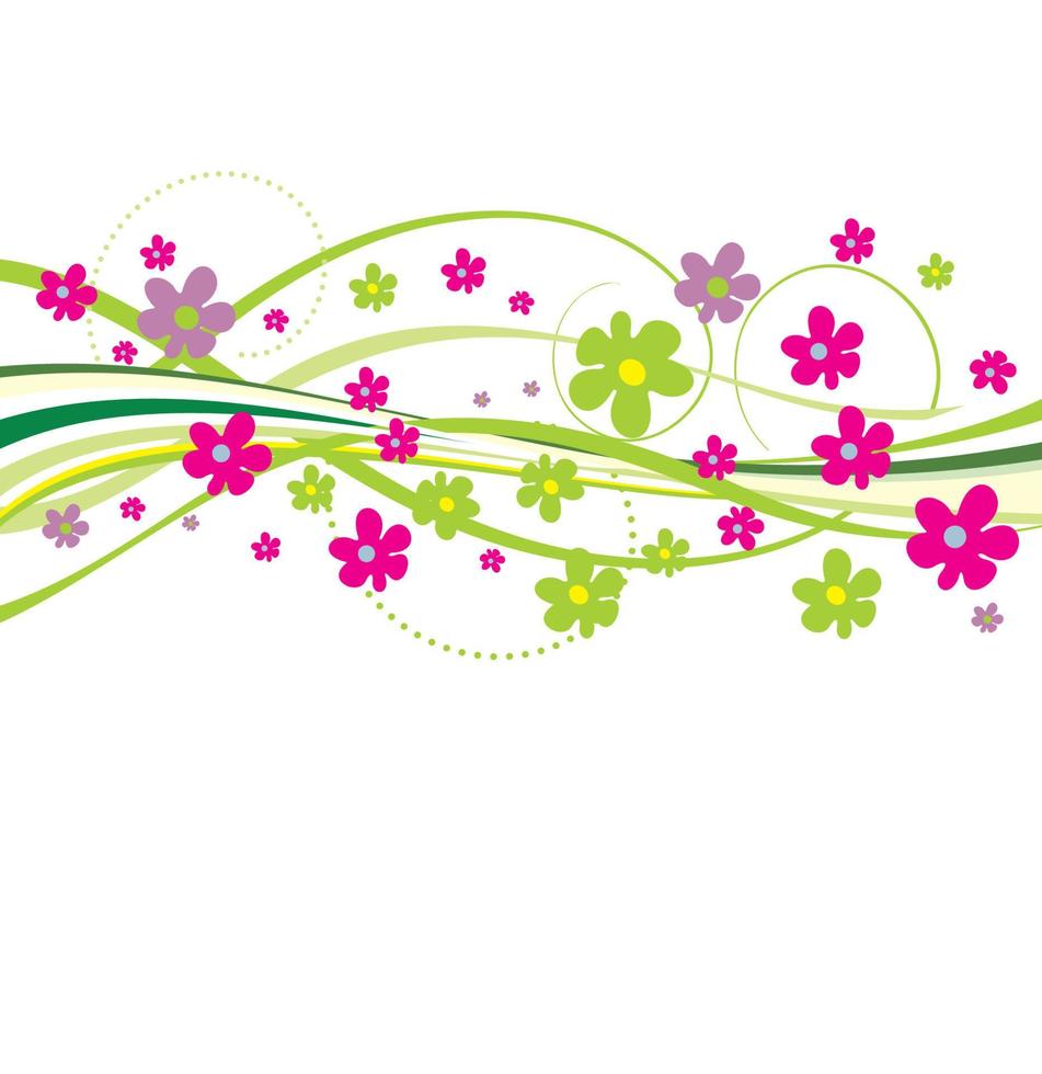 Floral background ith ribbon and flowerss vector
