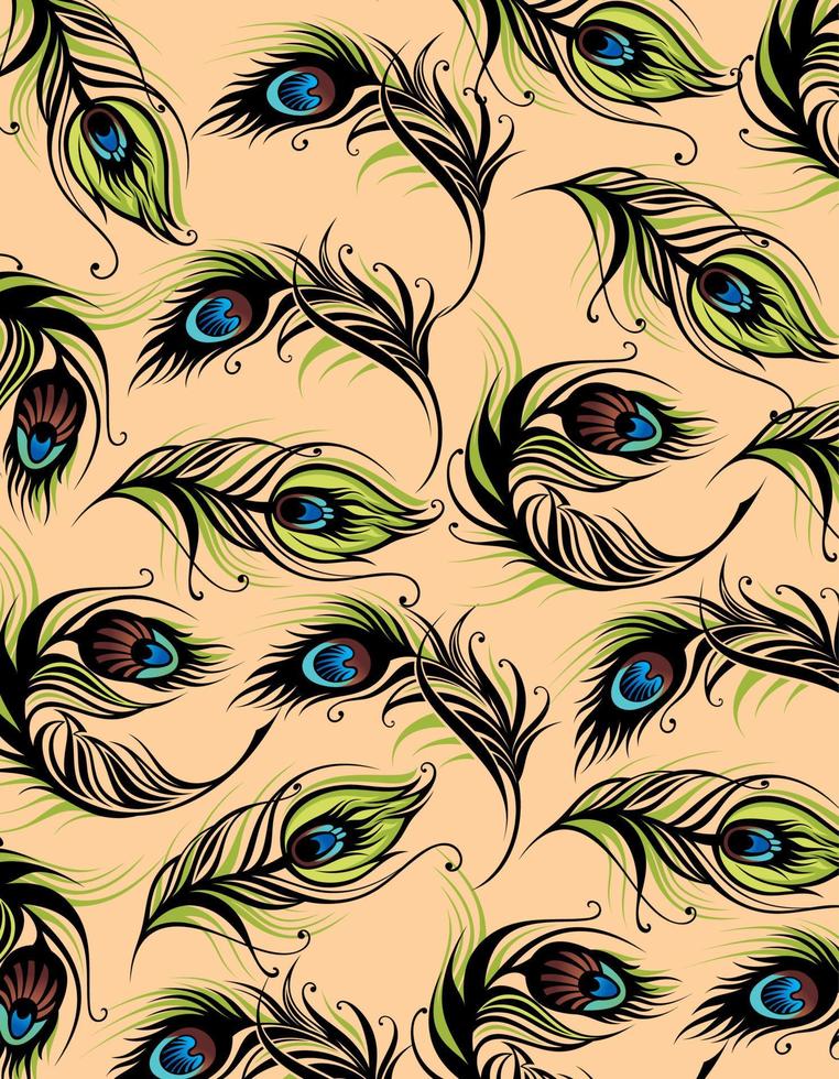 Vector pattern with stylized peacock feathers