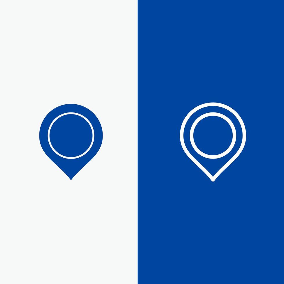 Location Map Marker Mark Line and Glyph Solid icon Blue banner Line and Glyph Solid icon Blue banner vector