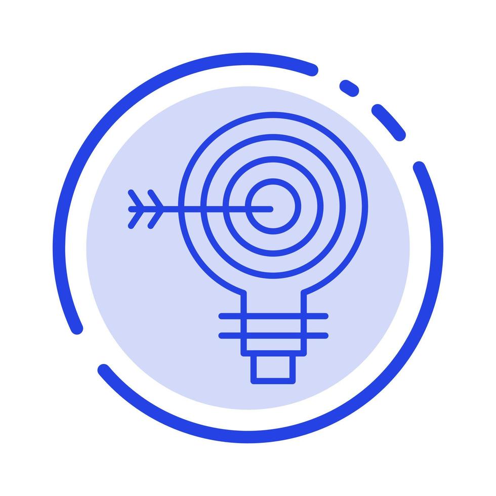 Target Darts Goal Solution Bulb Idea Blue Dotted Line Line Icon vector