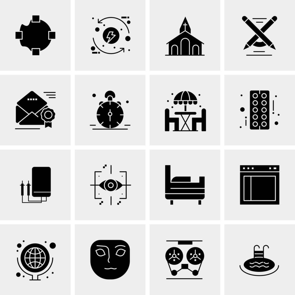 16 iconos de negocios universales vector ilustración de icono creativo para usar en proyectos relacionados con la web y dispositivos móviles