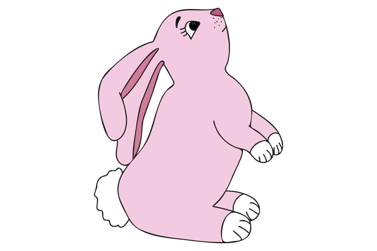 Painted pink rabbit with white paws, designed for New Year, Christmas, cards, clothes and fabric printing, printing and can be used in various occasions vector