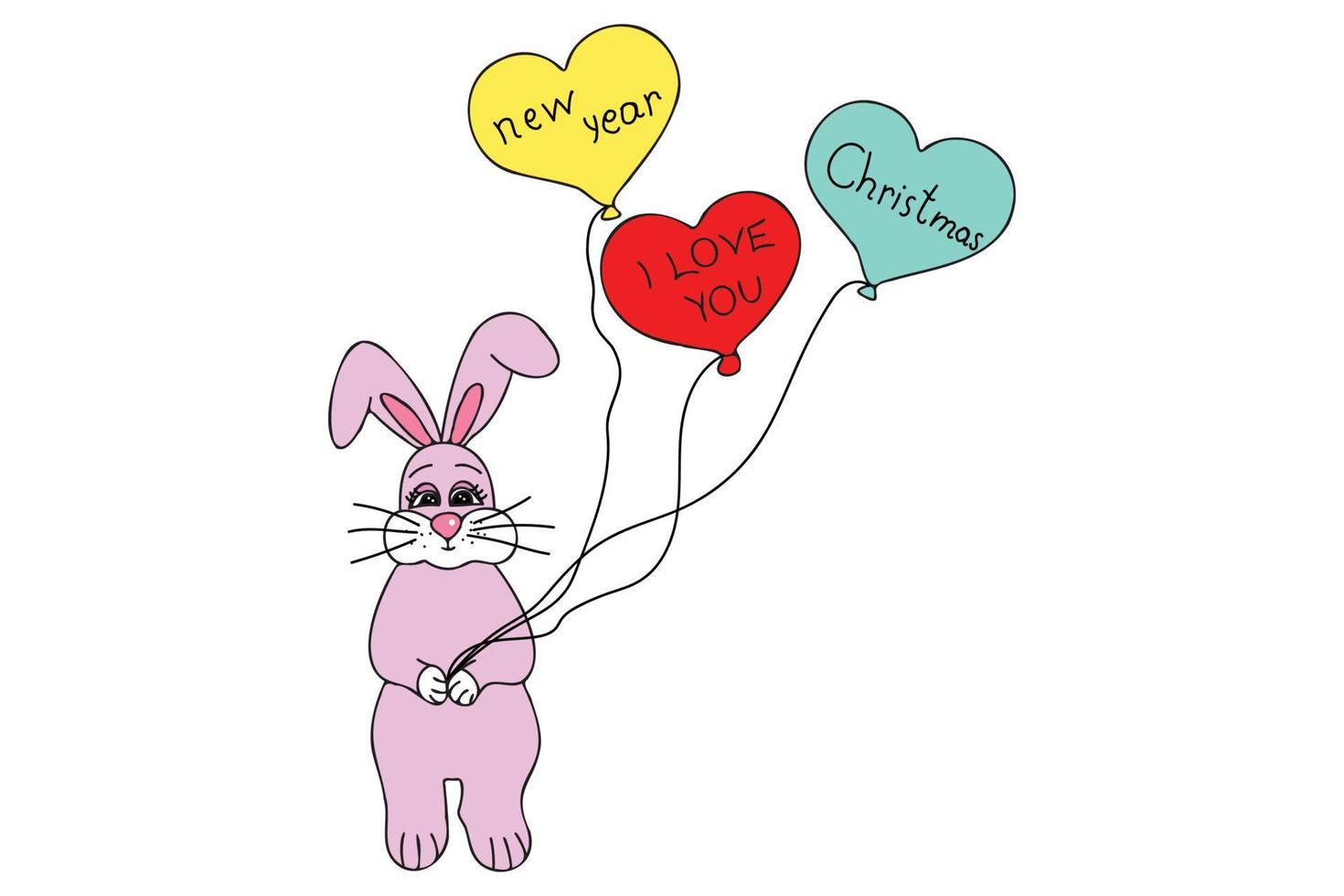 Bunny your balloons are designed for new year, birthday, Valentine, March 8, clothes printing, card, holidays and you can use it in different occasions. vector