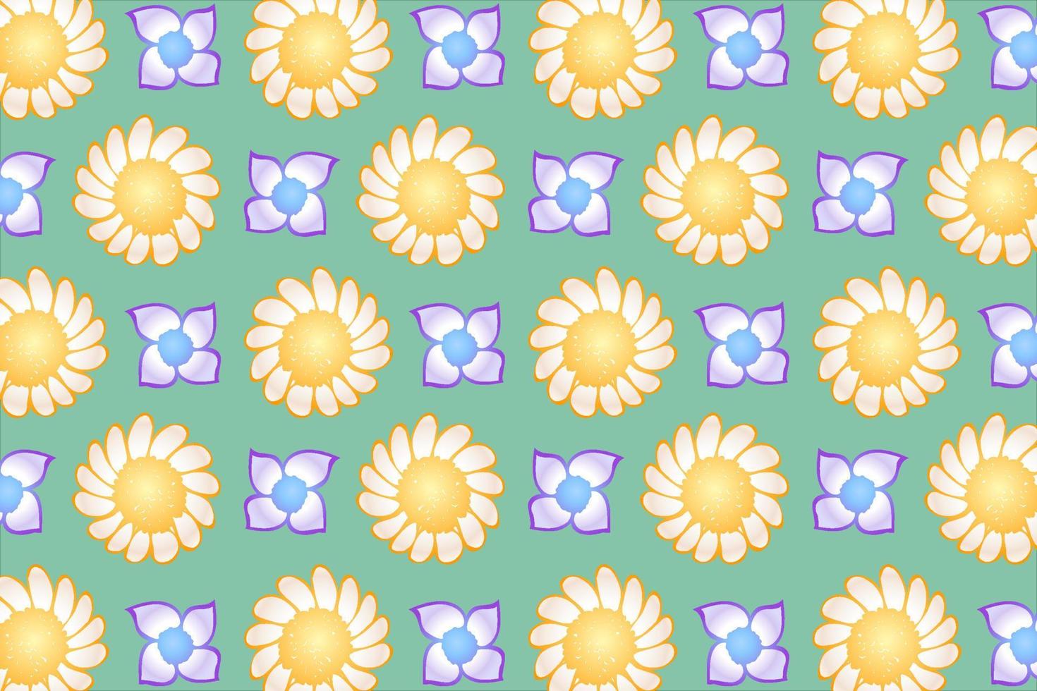 The picture shows a daisy and another flower repeatedly, it is intended for background, wallpaper, cards, print, cloth print and you can use it in different cases. vector
