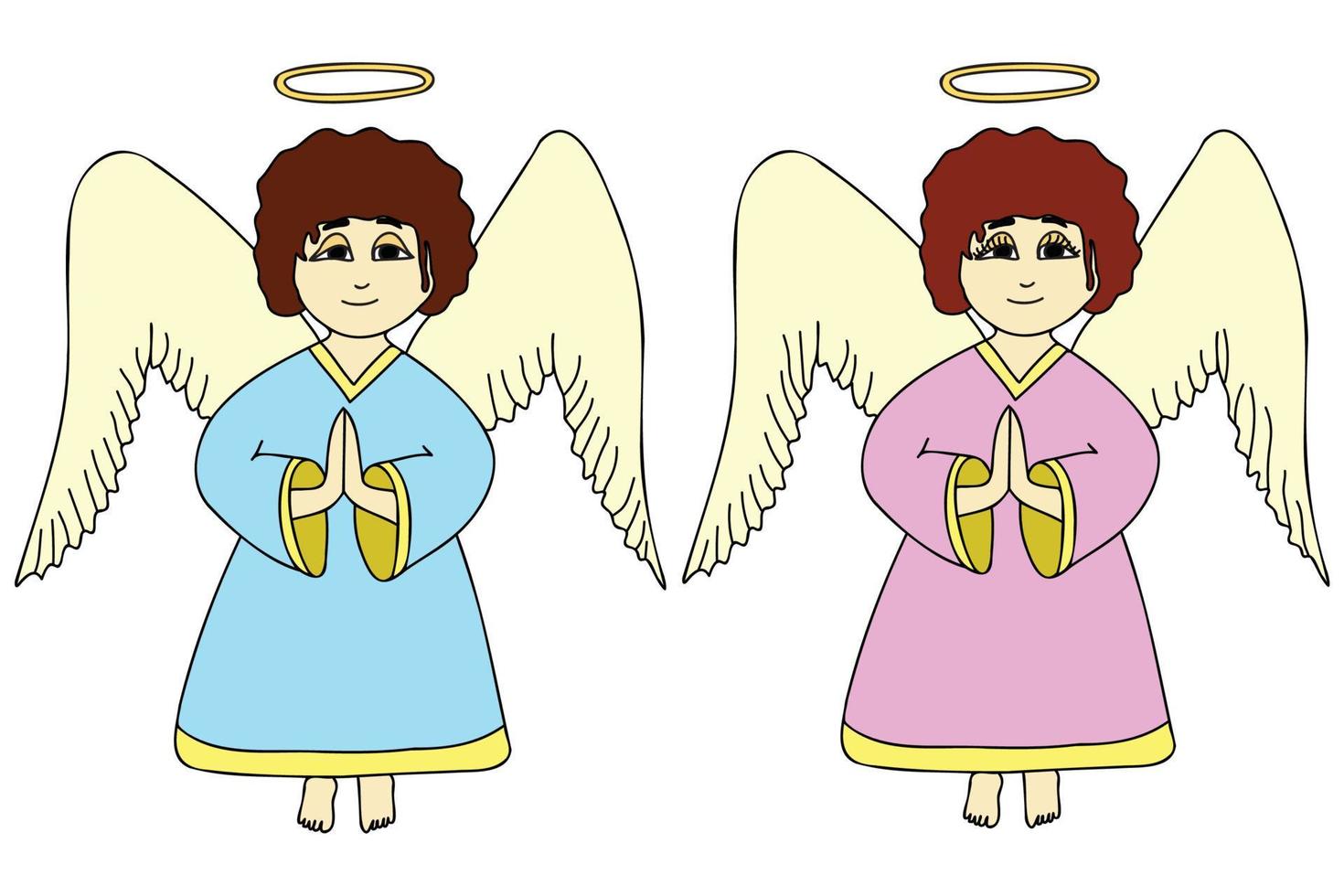 The picture shows two angels, a girl and a boy, it is intended for New Year, cards, Christmas, Valentine, clothes printing and you can use it in different occasions. vector