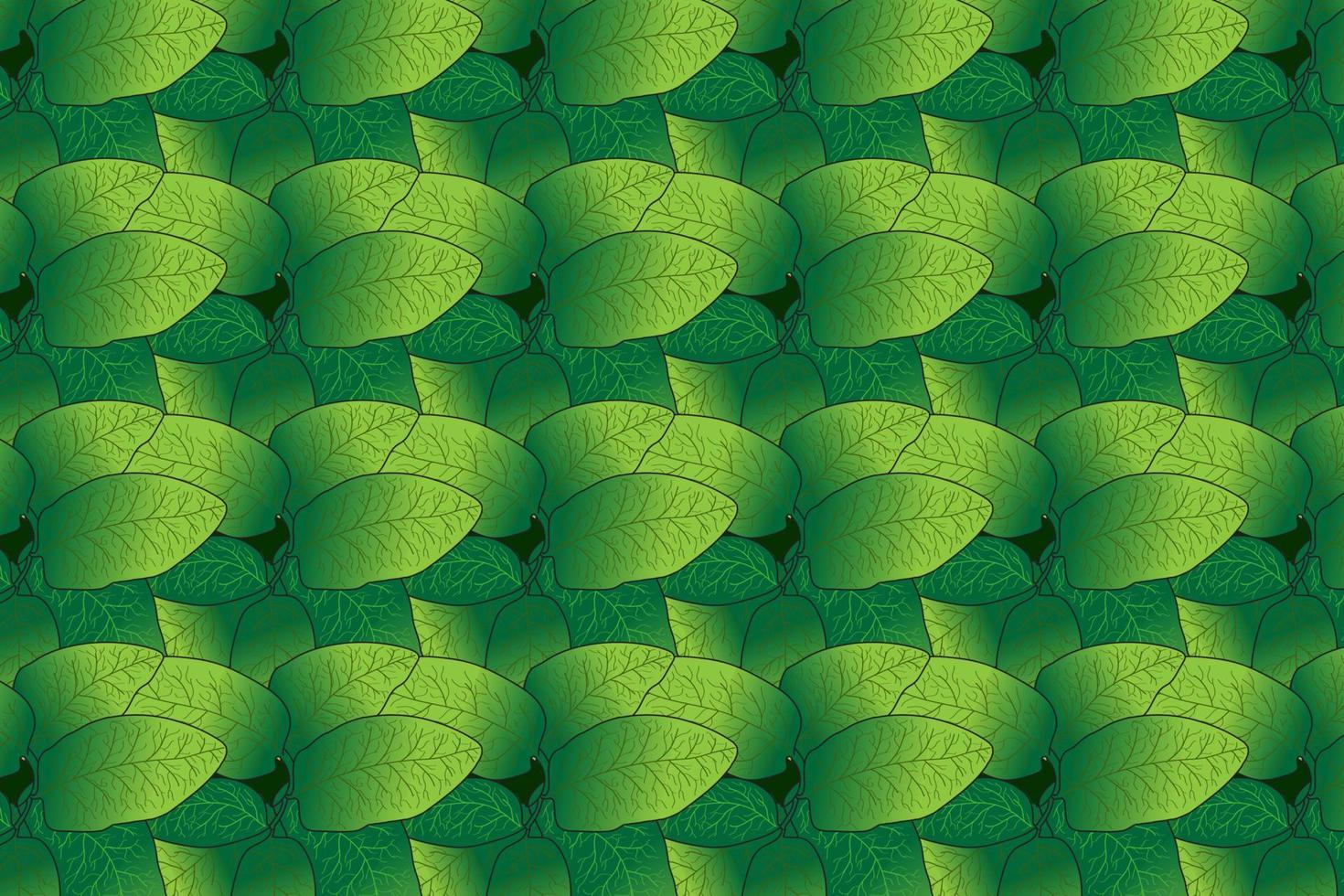 The picture shows a green bunch of leaves repeating, it is intended for background, wallpaper, postcards, clothes and fabric printing and you can use it in different cases. vector