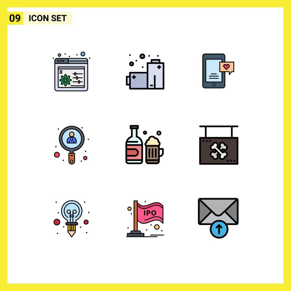 Set of 9 Modern UI Icons Symbols Signs for canada beer chat bubble bottle user Editable Vector Design Elements