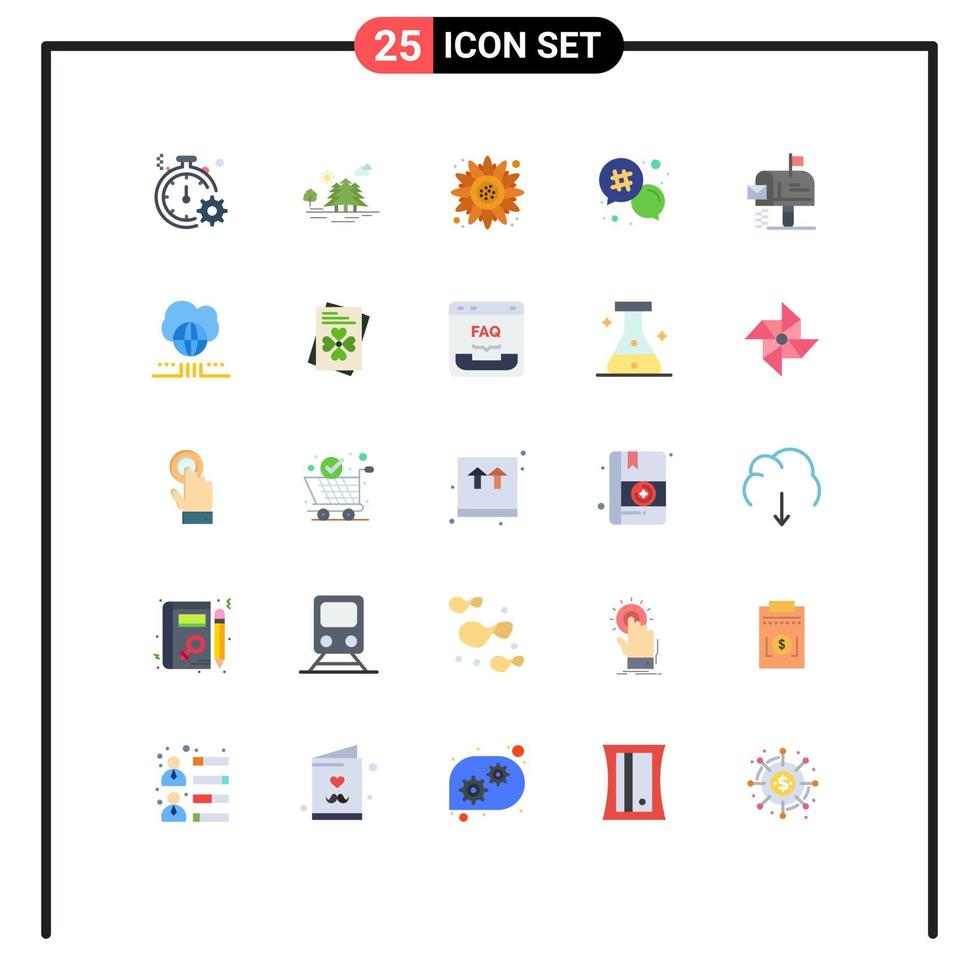 25 Creative Icons Modern Signs and Symbols of message number nature hash tag sunflower Editable Vector Design Elements