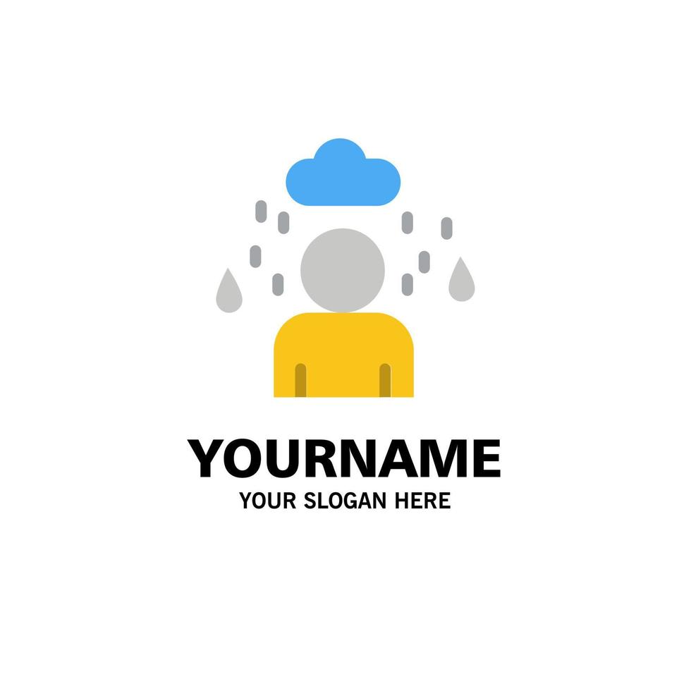 Man Cloud Rainy Business Logo Template Flat Color vector