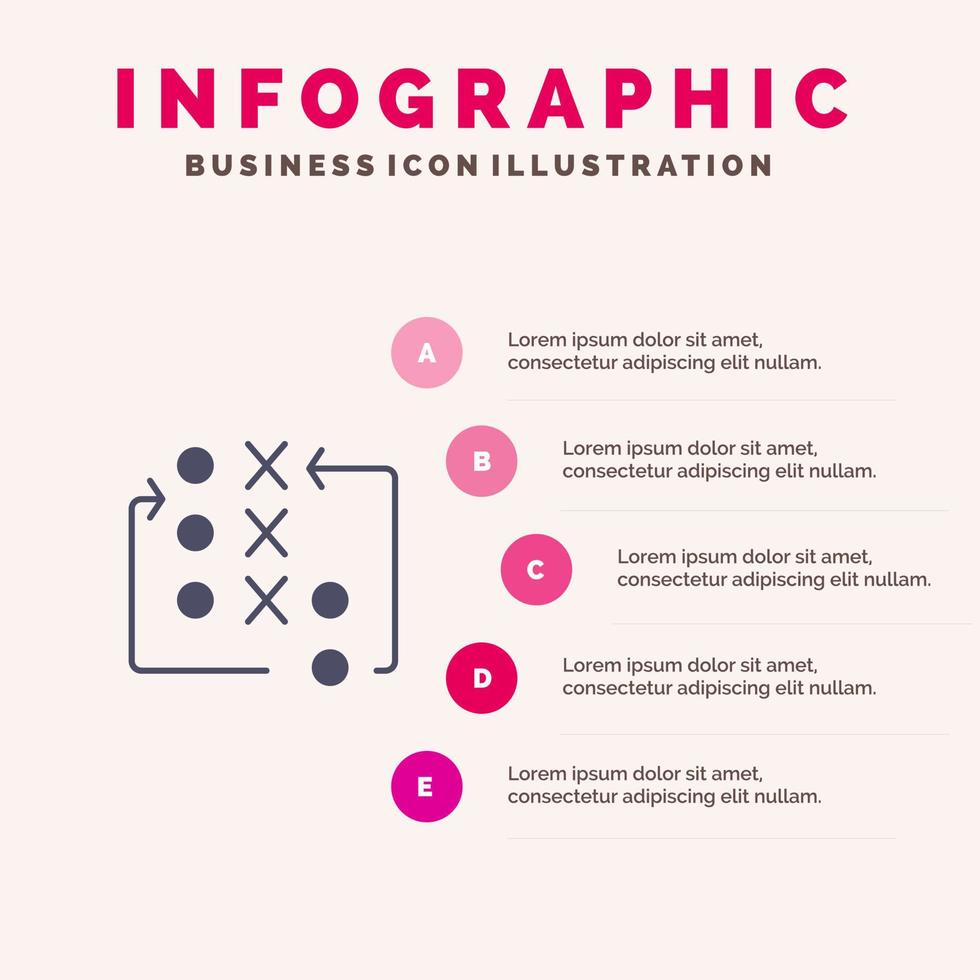 Game Move Strategy Tactic Tactical Solid Icon Infographics 5 Steps Presentation Background vector
