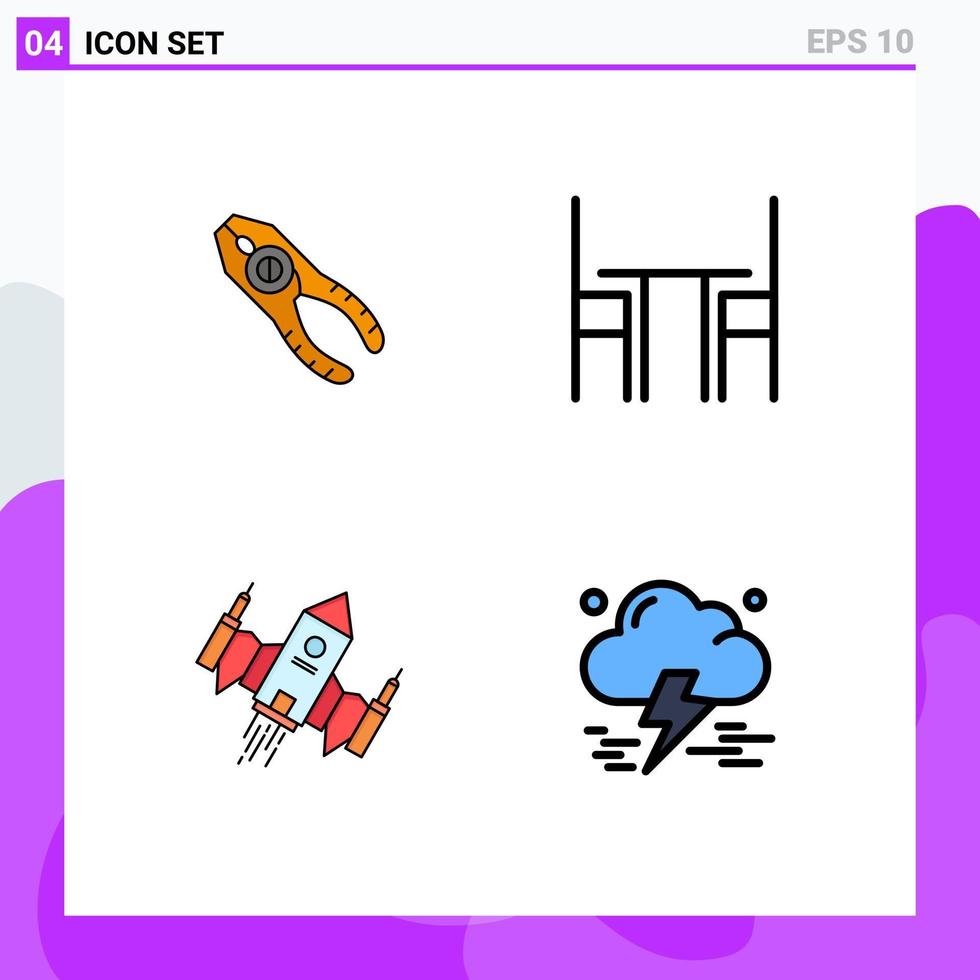 4 Creative Icons Modern Signs and Symbols of pincers table repair desk spaceship Editable Vector Design Elements