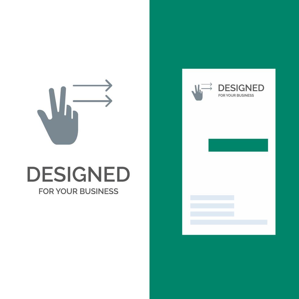 Fingers Gesture Right Grey Logo Design and Business Card Template vector