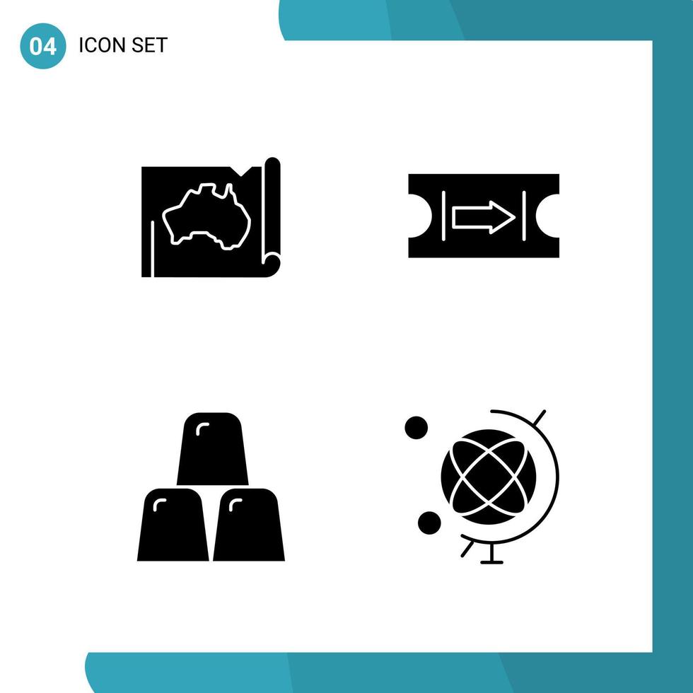 Vector Pack of 4 Glyph Symbols Solid Style Icon Set on White Background for Web and Mobile Creative Black Icon vector background