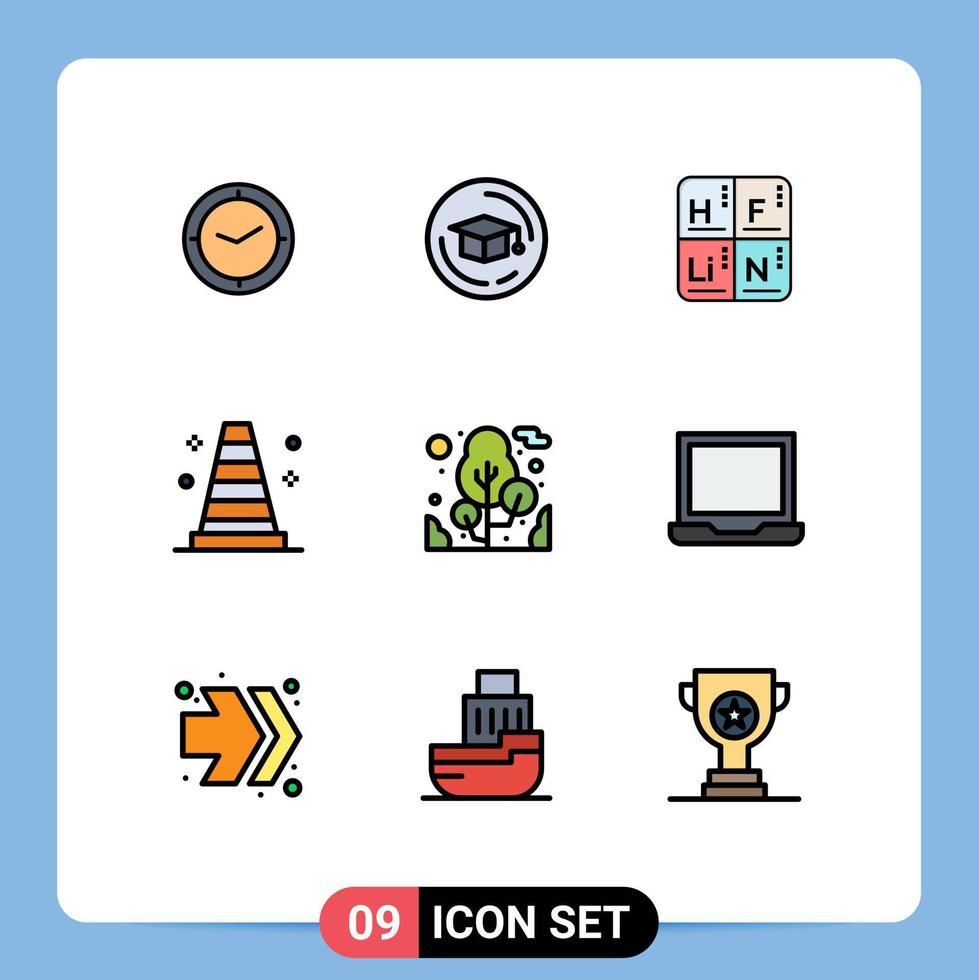 Set of 9 Modern UI Icons Symbols Signs for computer tree table plant tools Editable Vector Design Elements