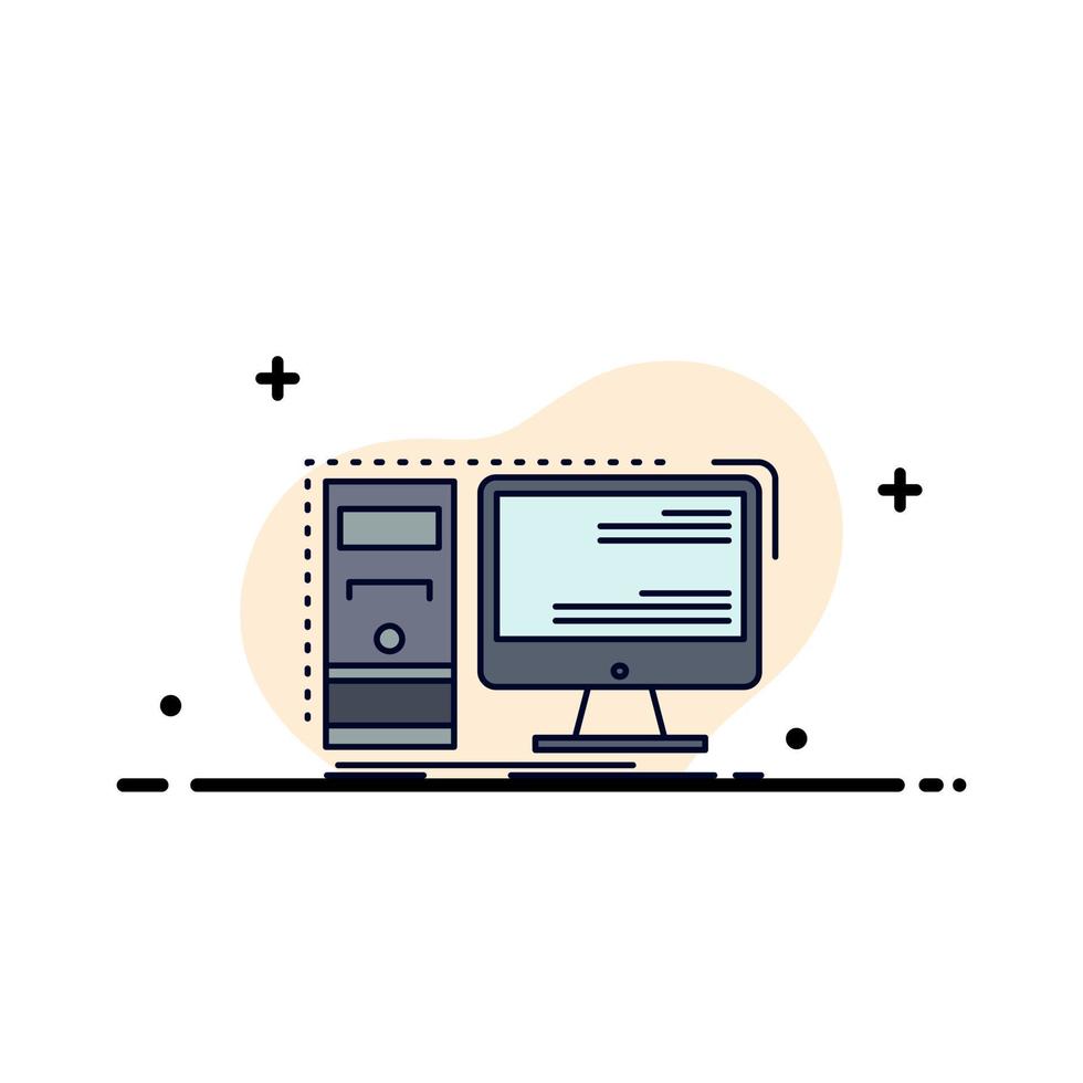 Computer desktop hardware workstation System Flat Color Icon Vector