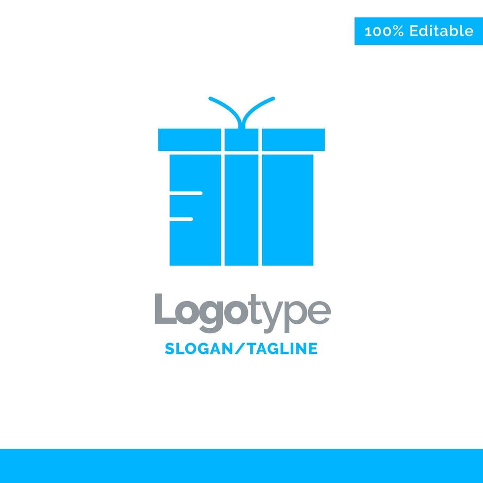 caja logística regalo global azul sólido logotipo plantilla lugar para eslogan vector