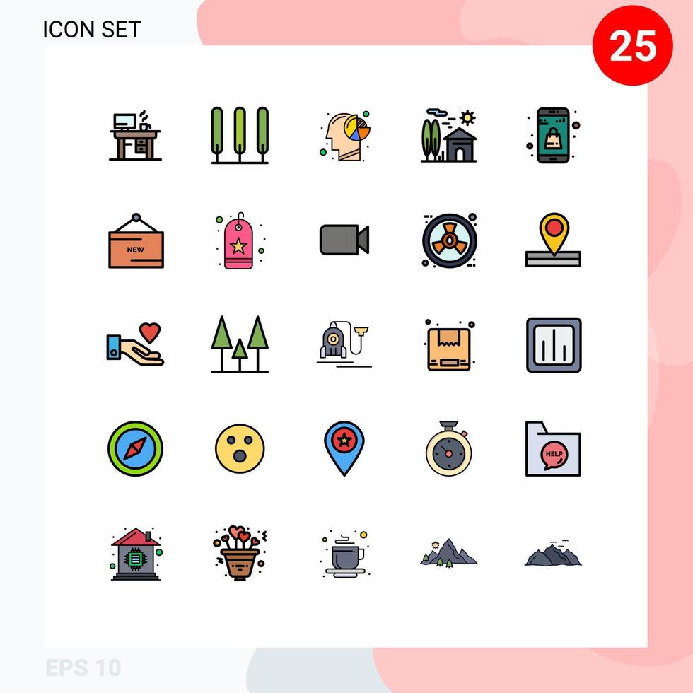 Stock Vector Icon Pack of 25 Line Signs and Symbols for bag real graph property estate Editable Vector Design Elements