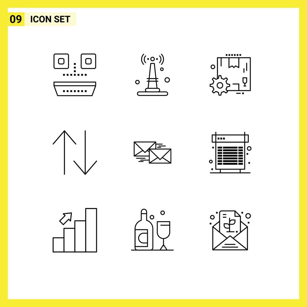 9 Thematic Vector Outlines and Editable Symbols of forward mail box upside arrow Editable Vector Design Elements