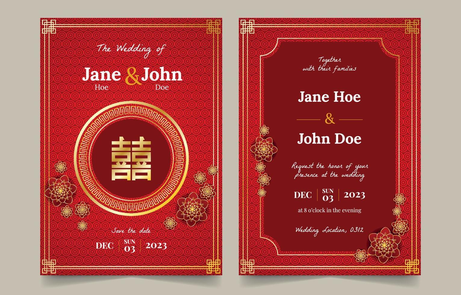 Chinese Weeding Invitation Template vector