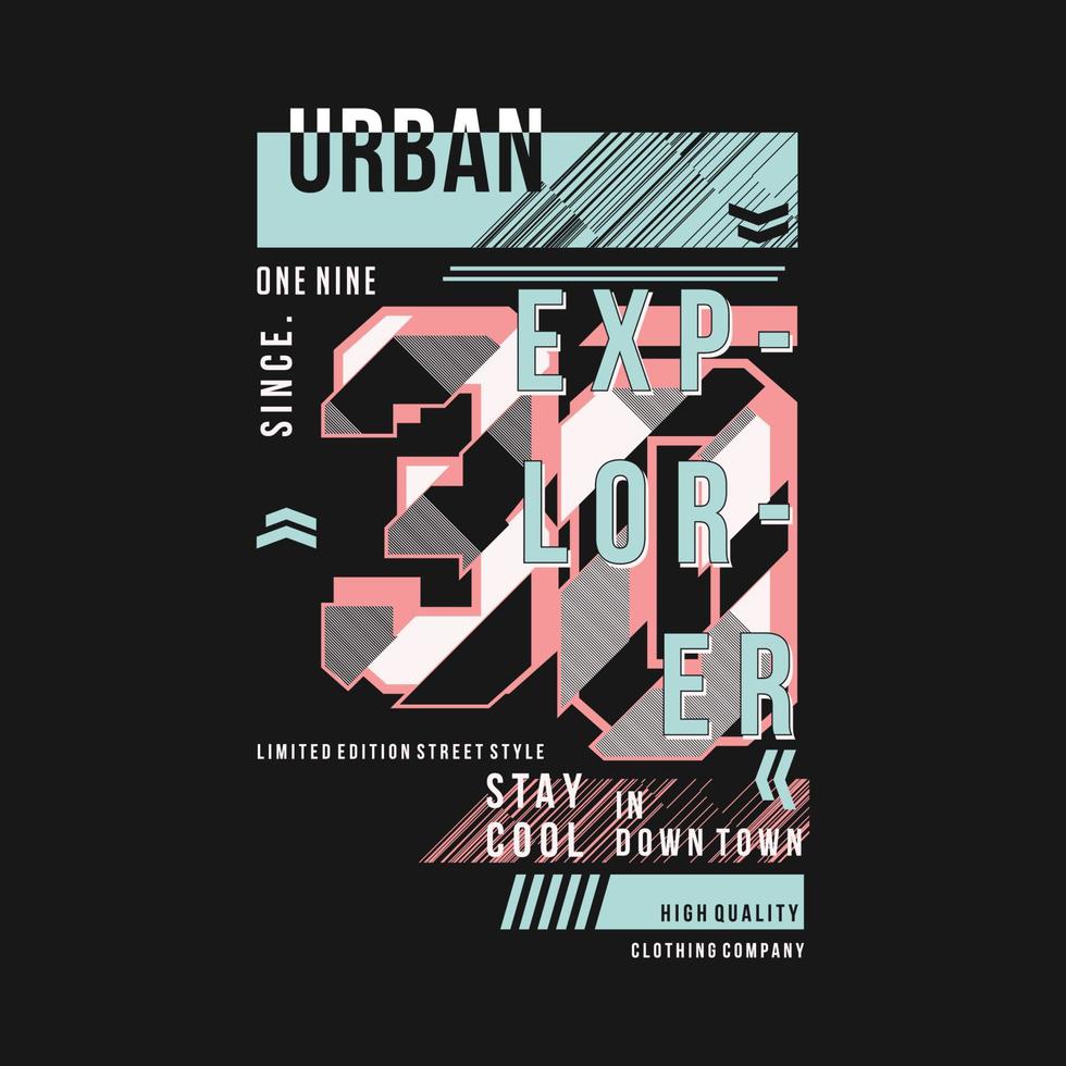 explorador urbano eslogan rotulación gráfico vectorial camiseta impresa vector