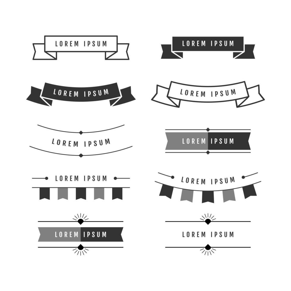 Pack of vintage black and white ribbons. - Vector. vector