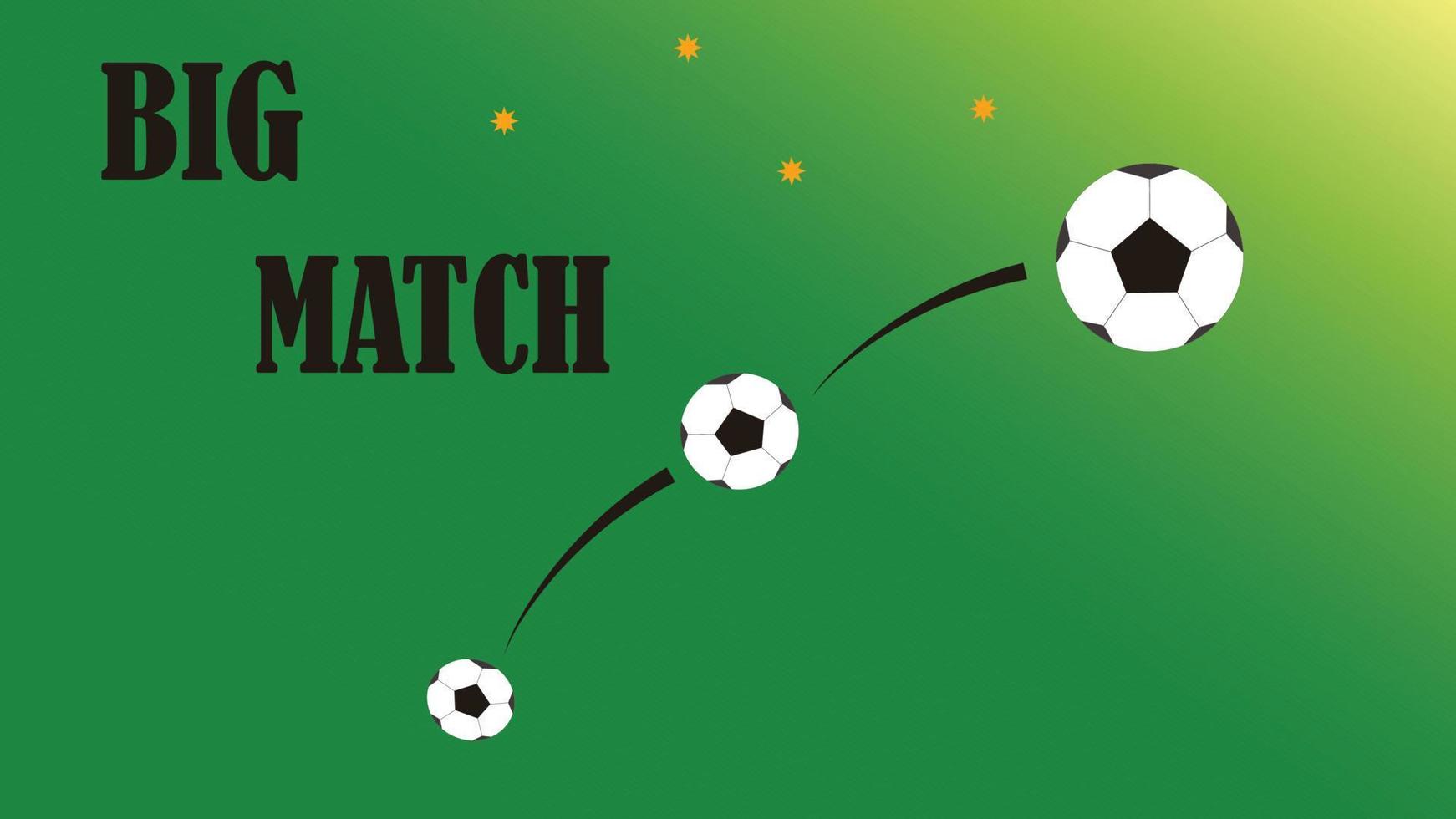 illustration of a soccer ball being kicked with the words big match for the background design of a football match vector