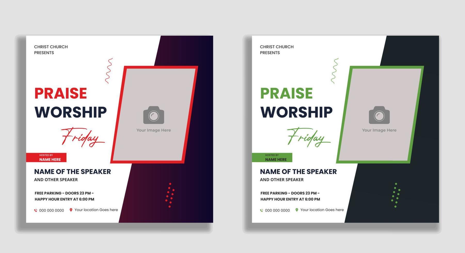 folleto de la conferencia de adoración de la iglesia publicación en las redes sociales y plantilla de banner web vector