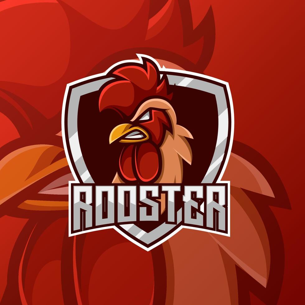 diseño del logo de la mascota de pollo. mascota de cabeza de gallo de pollo. diseño de emblema de cabeza de pollo para equipo de deportes electrónicos vector