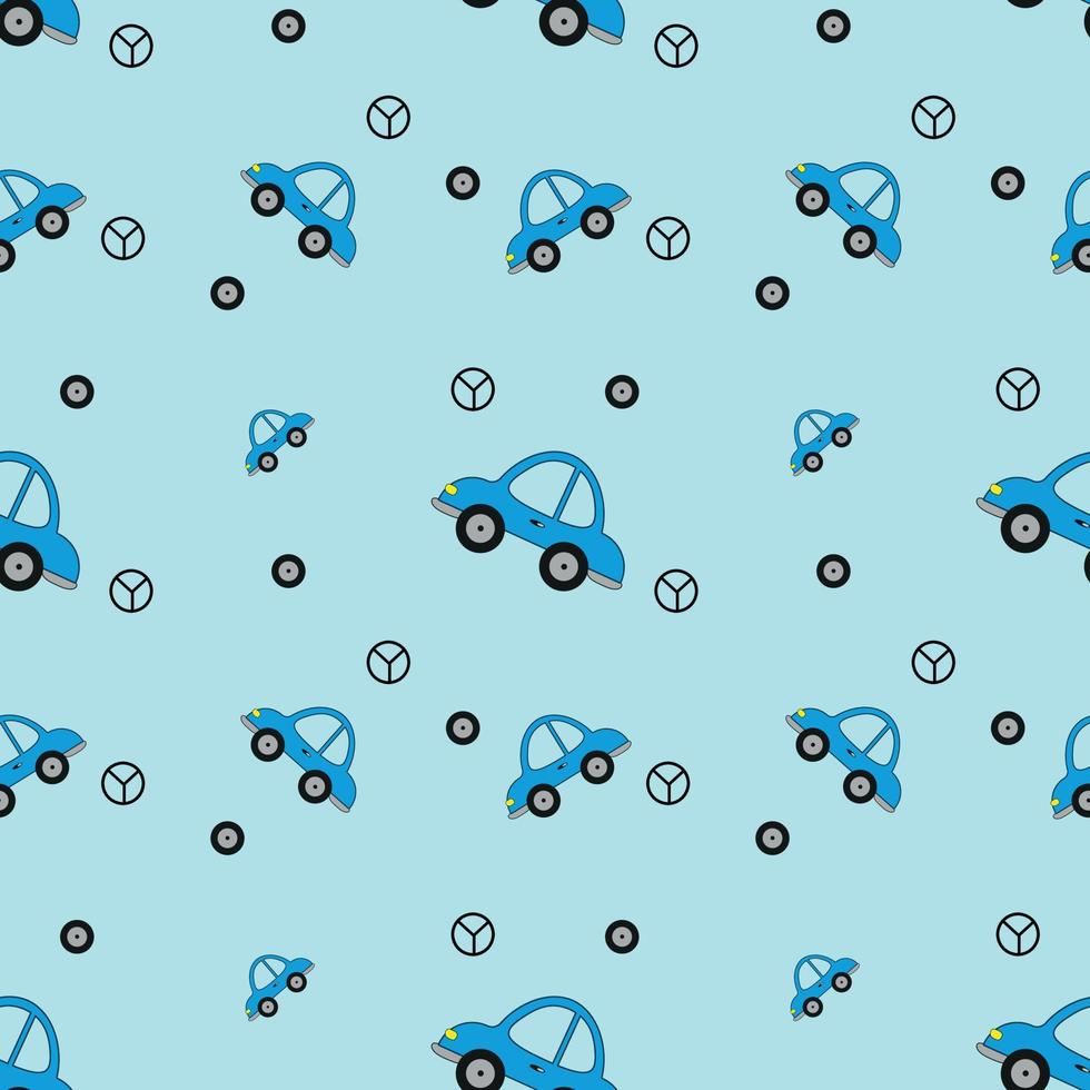 Abstract vector blue toy cars for decorative design. Design in modern style. Funny vector illustration.