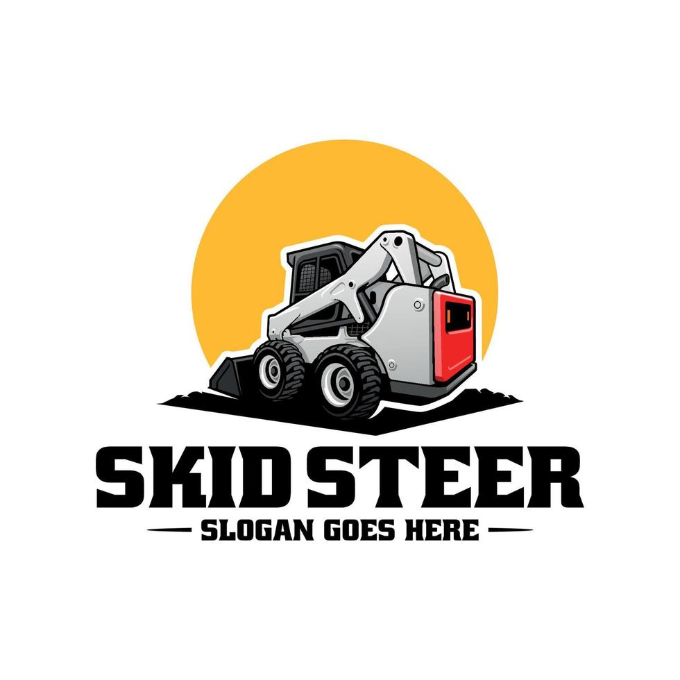 Skid steer, construction vehicle logo vector