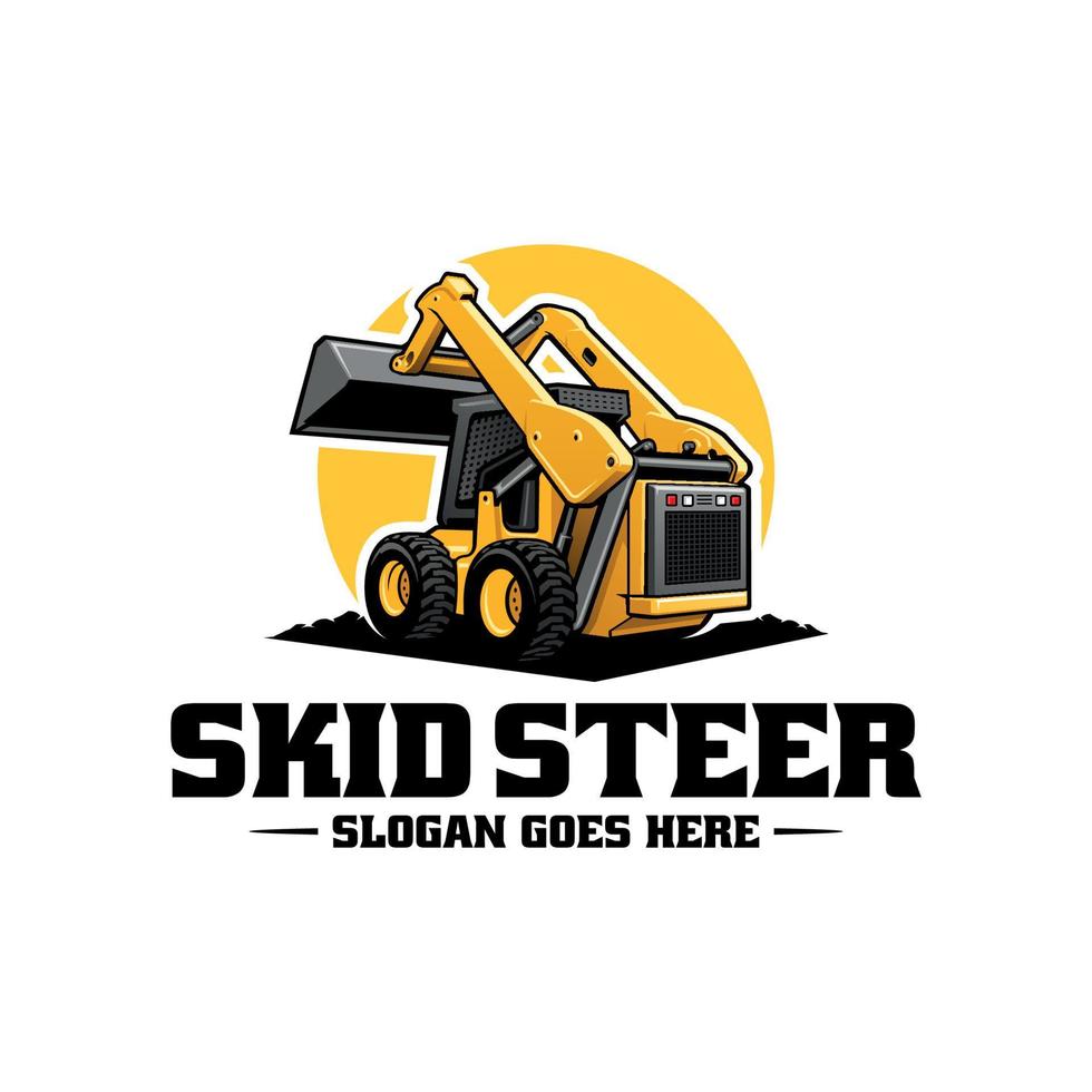 skid steer heavy equipment illustration logo vector