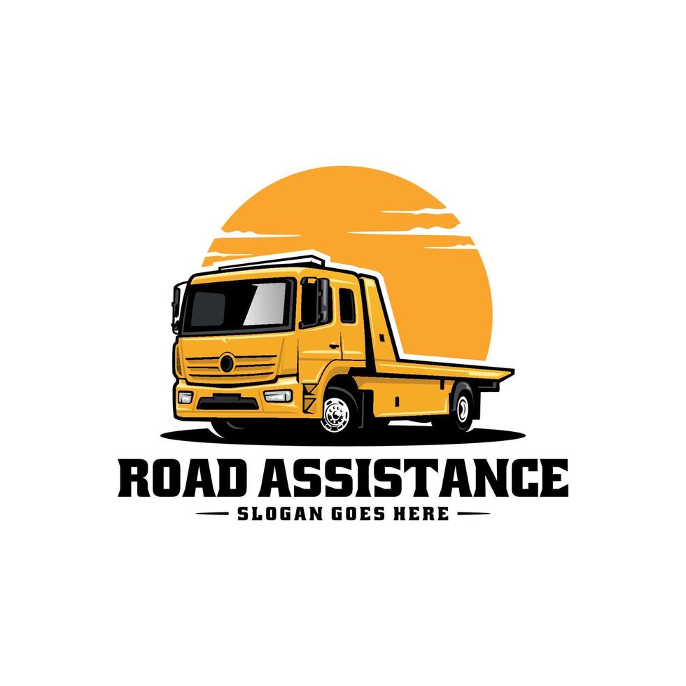 towing truck, road assisntance truck logo vector