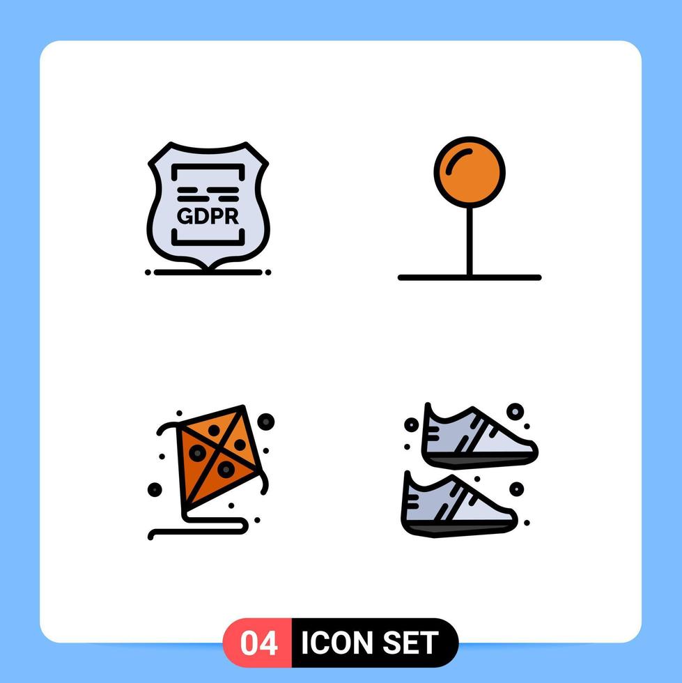 Universal Icon Symbols Group of 4 Modern Filledline Flat Colors of data privacy fly privacy pin clothing Editable Vector Design Elements