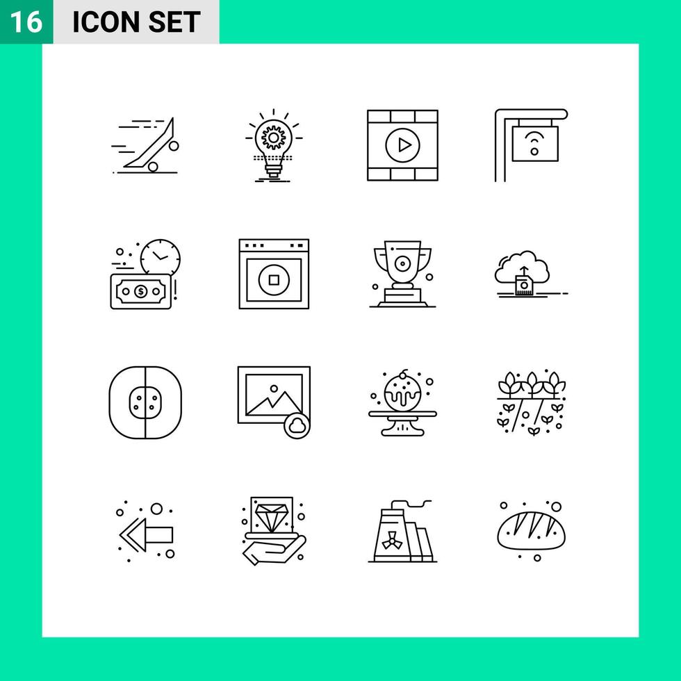 16 Thematic Vector Outlines and Editable Symbols of budget estimate internet innovation cafe play Editable Vector Design Elements