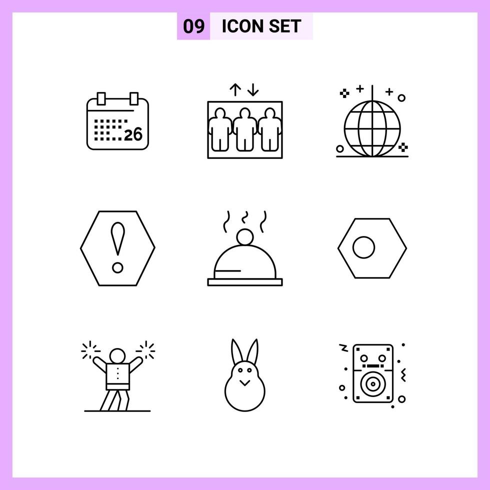 9 Icons in Line Style Outline Symbols on White Background Creative Vector Signs for Web mobile and Print Creative Black Icon vector background