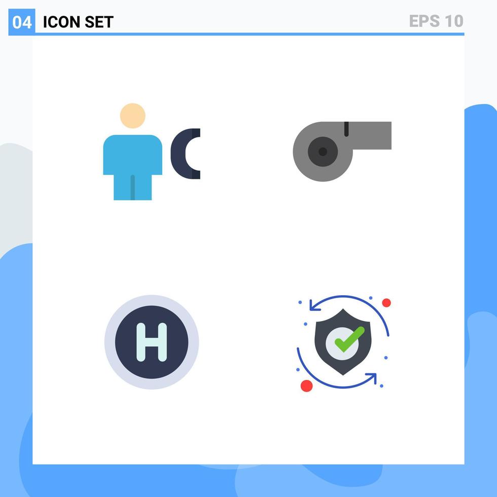 Stock Vector Icon Pack of 4 Line Signs and Symbols for avatar sign human whistle safety Editable Vector Design Elements