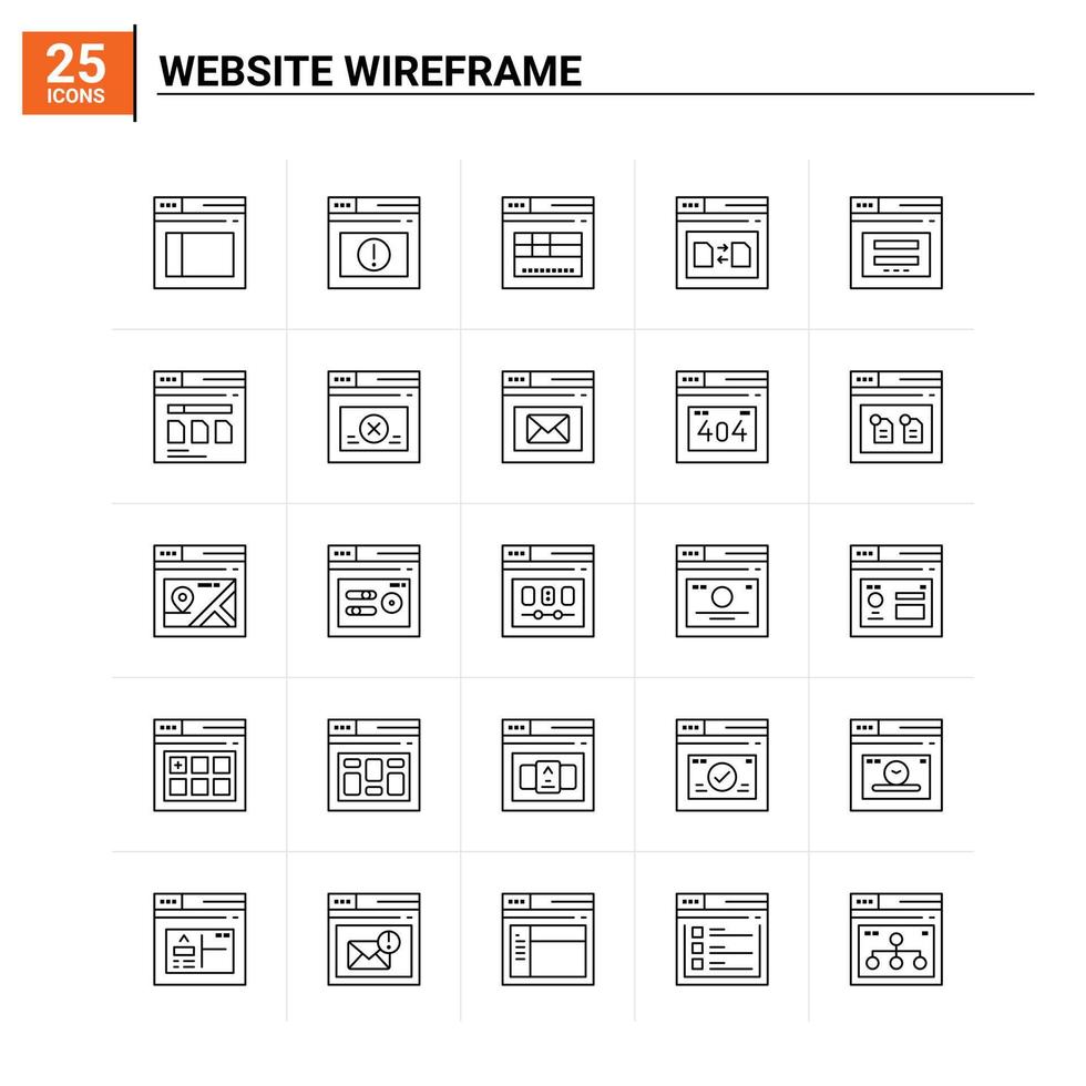 Fondo de vector de conjunto de iconos de estructura metálica de 25 sitios web