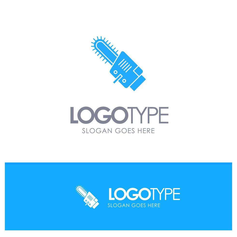 hoja circular de sierra logotipo sólido azul inalámbrico con lugar para el eslogan vector