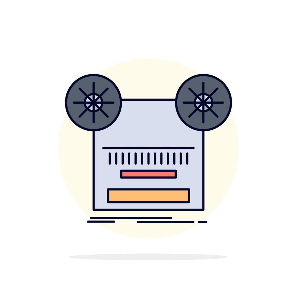 Record recording retro tape music Flat Color Icon Vector