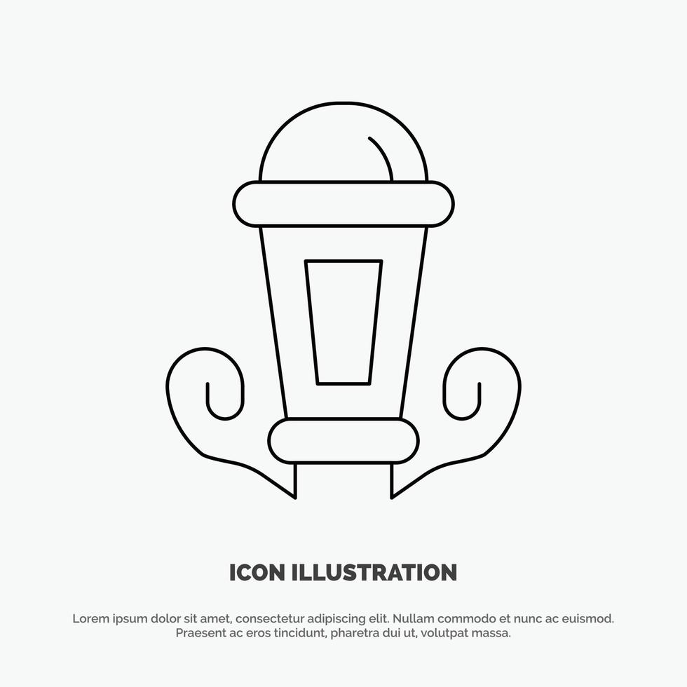 Light Night Lamp Lantern Line Icon Vector