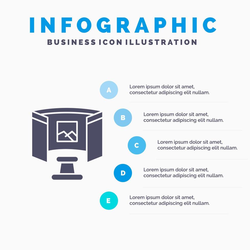 futuro gafas ciencia tecnología sólido icono infografía 5 pasos presentación antecedentes vector