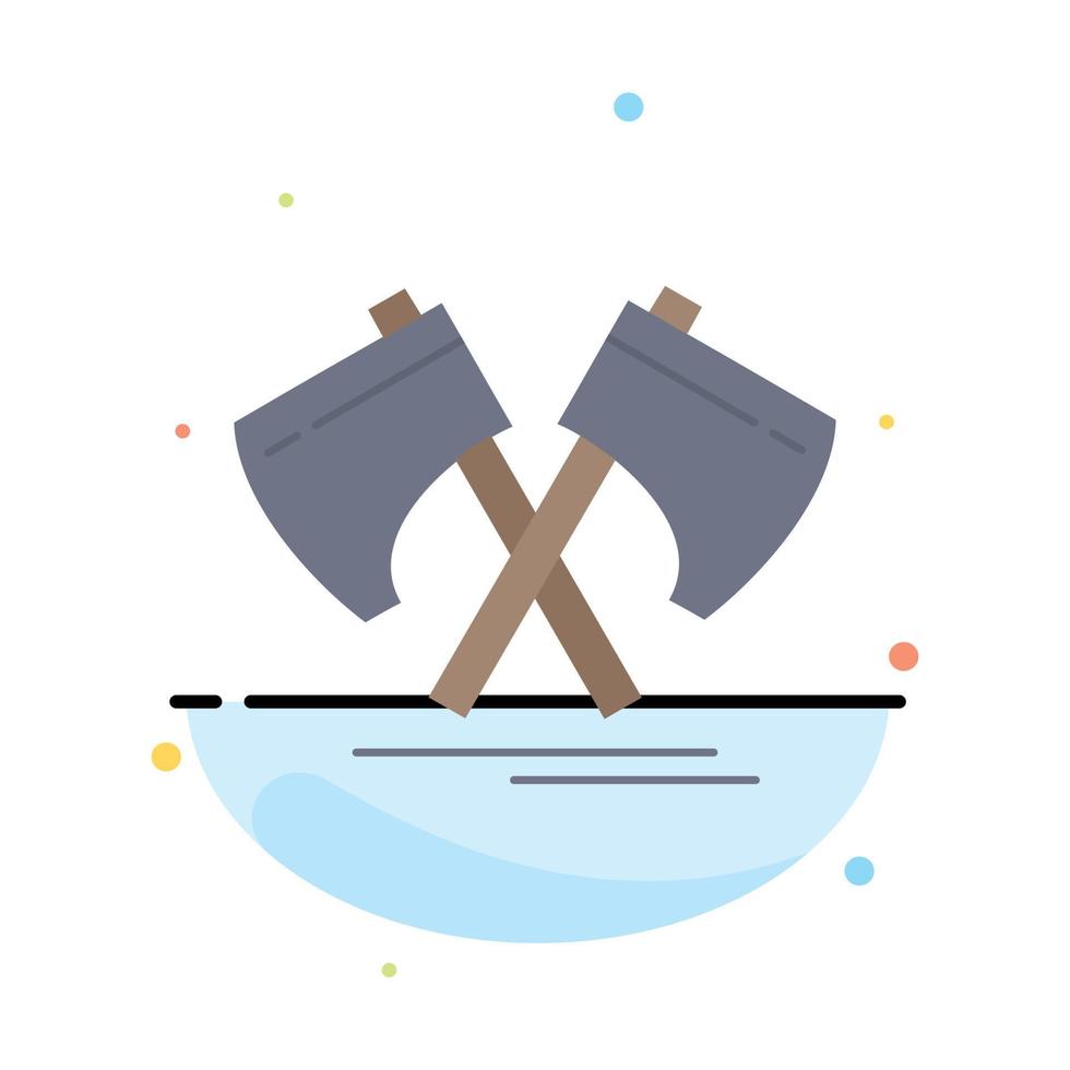 Axe hatchet tool cutter viking Flat Color Icon Vector
